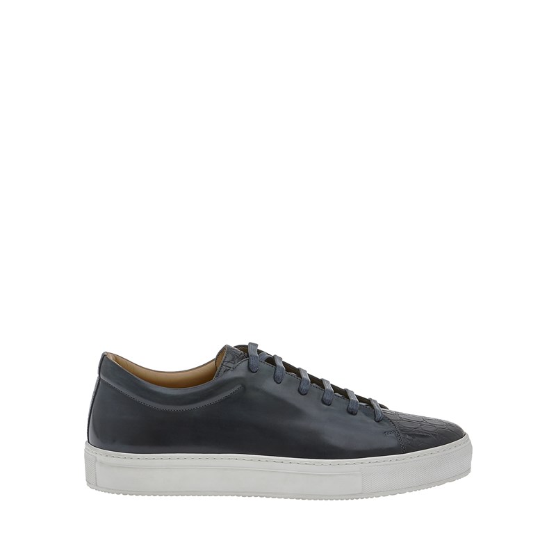 Blue sneaker in calf vegetable leather and coconut printed, Classe ...